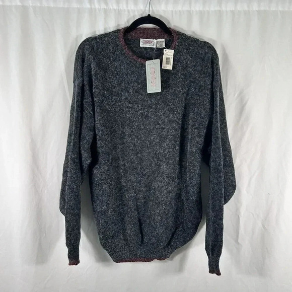 Vintage Diner Sportswear Sweater Men's Large Grey Crew Neck Long Sleeve Pullover - Picture 1 of 8